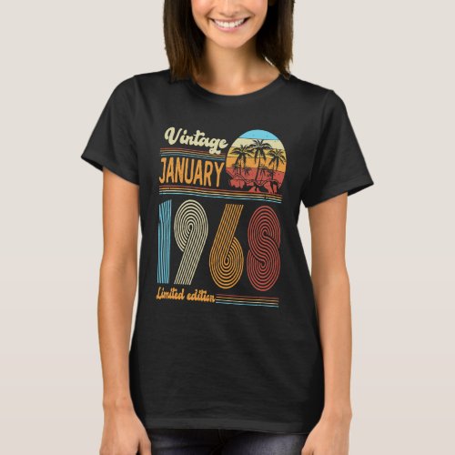 55 Years Old Birthday  Vintage January 1968 Women  T_Shirt