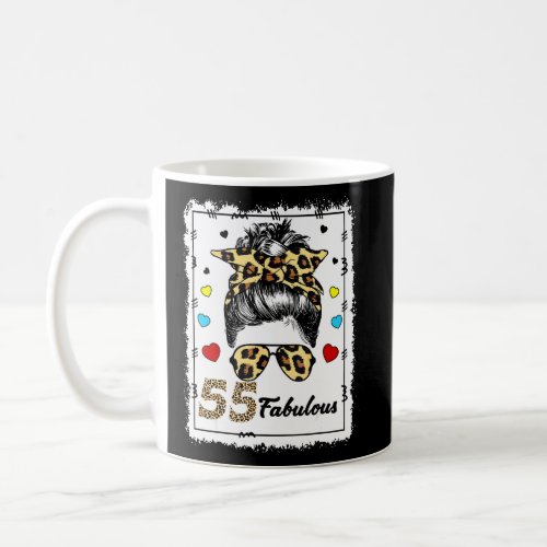 55 Years Old Fabulous Messy Bun Leopard 1967 Birth Coffee Mug
