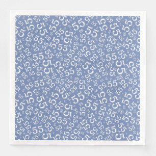 55th Age Random Number Pattern Blue/White Paper Dinner Napkins