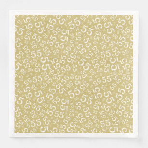 55th Age Random Number Pattern Gold/White Paper Dinner Napkins