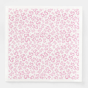 55th Age Random Number Pattern Pink/White Paper Dinner Napkins