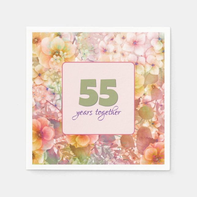 55th Anniversary Cosmos Floral Design Napkins (Front)
