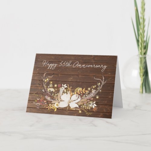 55th Anniversary Deer Antler Bouquet Card