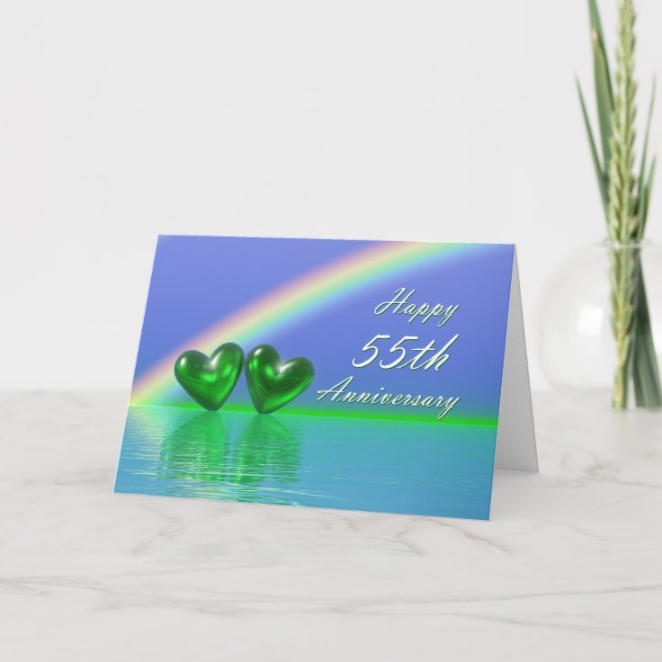 55th Anniversary Emerald Hearts Card | Zazzle