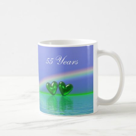 55th Anniversary Emerald Hearts Coffee Mug