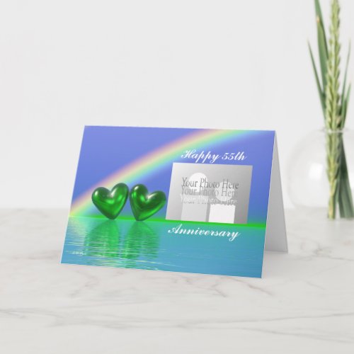 55th Anniversary Emerald Hearts for photo Card