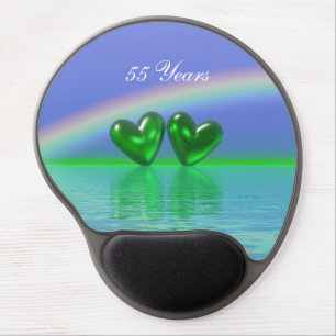 55th Anniversary Emerald Hearts Gel Mouse Pad
