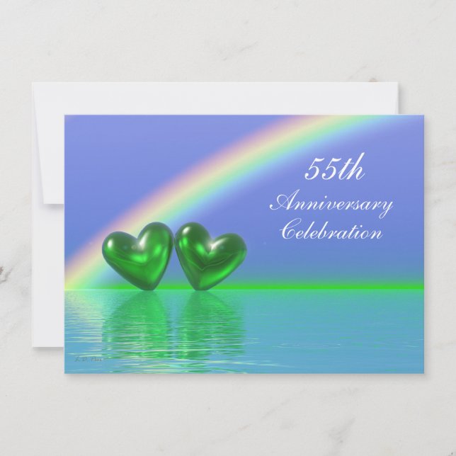 55th Anniversary Emerald Hearts Invitation (Front)