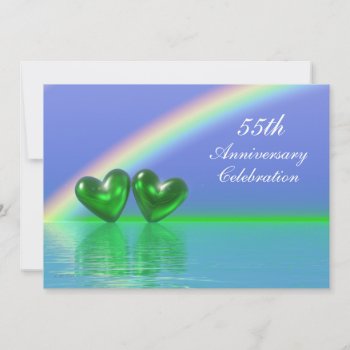 55th Anniversary Emerald Hearts Invitation by xfinity7 at Zazzle