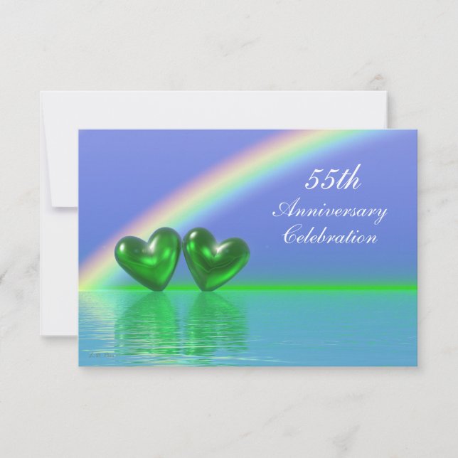 55th Anniversary Emerald Hearts Invitation (Front)