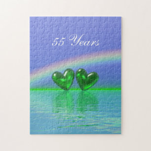 55th Anniversary Emerald Hearts Jigsaw Puzzle