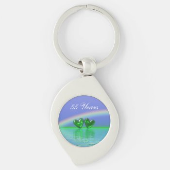 55th Anniversary Emerald Hearts Keychain by Peerdrops at Zazzle