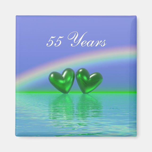 55th Anniversary Emerald Hearts Magnet (Front)