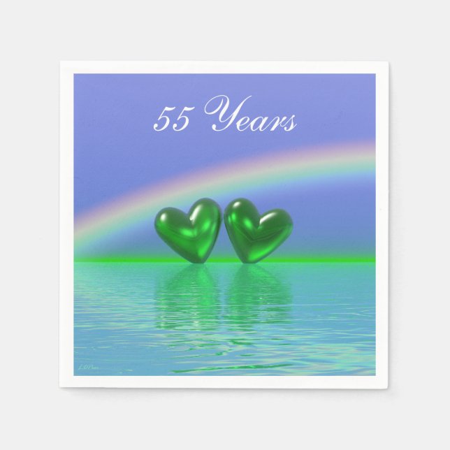 55th Anniversary Emerald Hearts Napkins (Front)