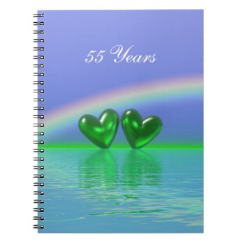 55th Anniversary Emerald Hearts Notebook by Peerdrops at Zazzle