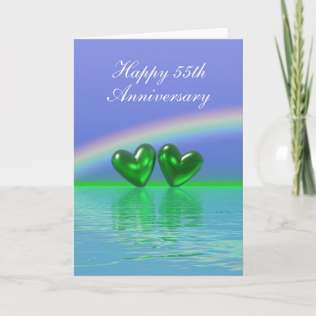 55th Anniversary Emerald Hearts (Tall) Card (Front)