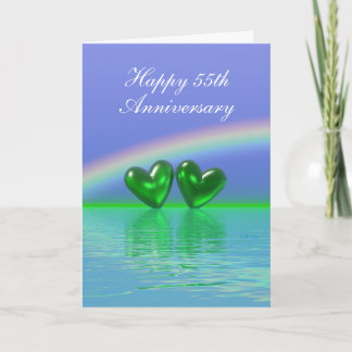 55th Anniversary Emerald Hearts (Tall) Card