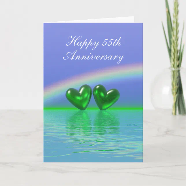 55th Anniversary Emerald Hearts (Tall) Card | Zazzle