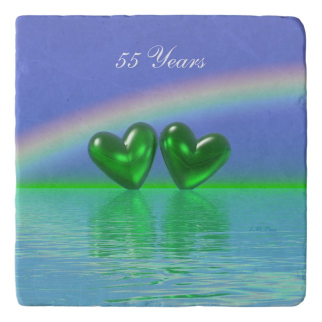 55th Anniversary Emerald Hearts Trivet (Front)
