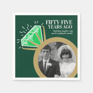 55th anniversary party emerald gold ring photo napkins