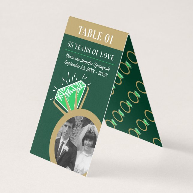 55th anniversary party emerald gold ring two photo (Front)