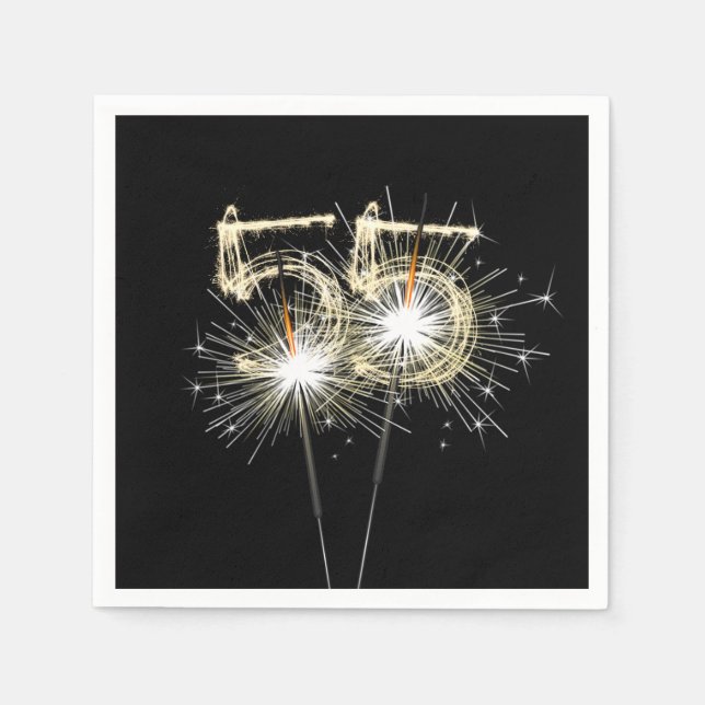 55th Anniversary Party Sparklers on Black Napkins (Front)