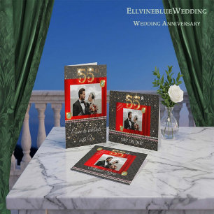 55th Anniversary Save the Date Emerald & Photo Invitation