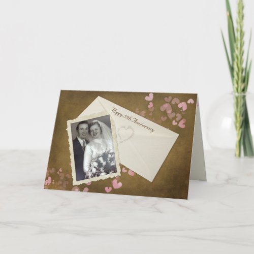 55th Anniversary Snapshot with Hearts  Card