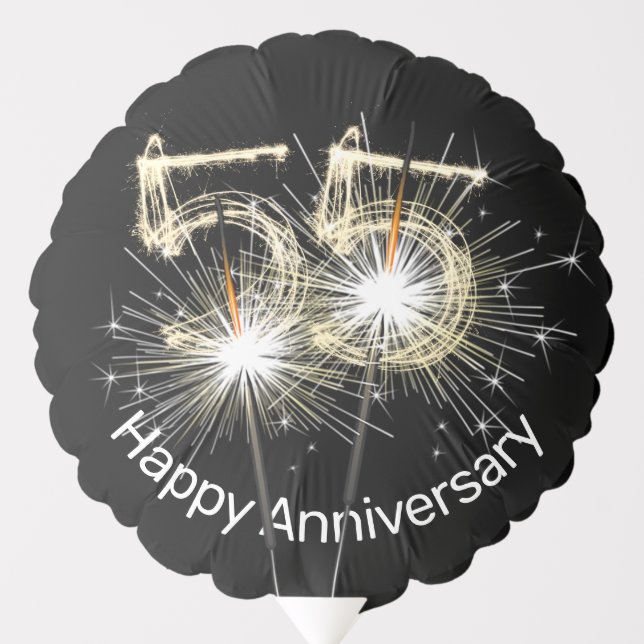 55th Anniversary Sparklers on Black Balloon (Front)