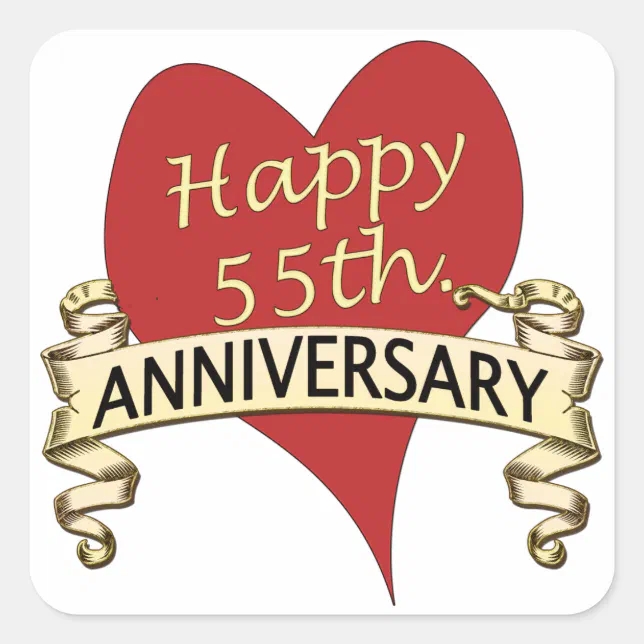 55th. Anniversary Square Sticker | Zazzle