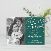 55th Anniversary with Photo - Silver Emerald Green Invitation (Standing Front)
