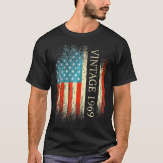 55Th Birthday 1969 Usa Flag 55 Year Old Bday T-Shirt