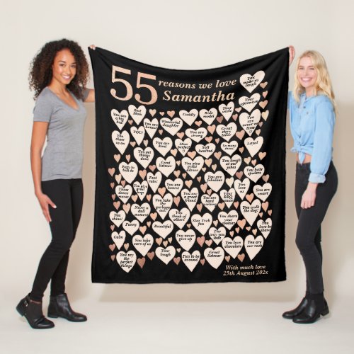 55th Birthday 55 Reasons We Love You Fleece Blanket