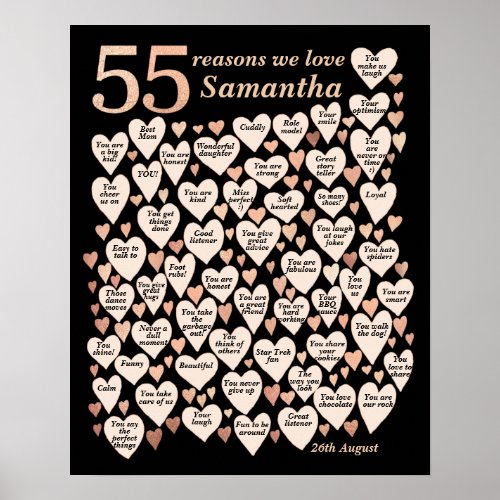 55th Birthday 55 Reasons We Love You Poster