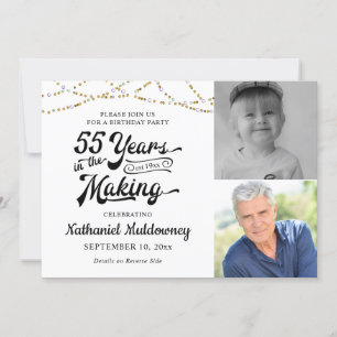55th Birthday 55 YEARS IN THE MAKING Black Gold Invitation