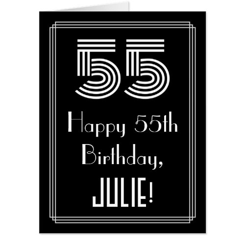 55th Birthday  Art Deco Inspired Look 55  Name Card