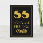 [ Thumbnail: 55th Birthday – Art Deco Inspired Look "55" & Name Card ]