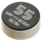 55th Birthday - Art Deco Inspired Look "55", Name Chocolate Covered Oreo (Angled)