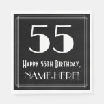 [ Thumbnail: 55th Birthday ~ Art Deco Inspired Look "55", Name Napkins ]