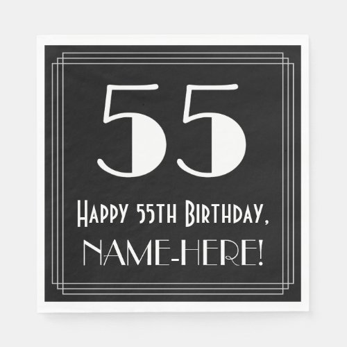 55th Birthday  Art Deco Inspired Look 55 Name Napkins