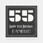 [ Thumbnail: 55th Birthday: Art Deco Inspired Look "55" + Name Napkins ]