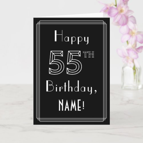 55th Birthday Art Deco Style  55  Custom Name Card