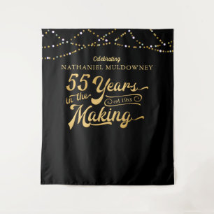 55th Birthday Black Gold Photo Op Backdrop