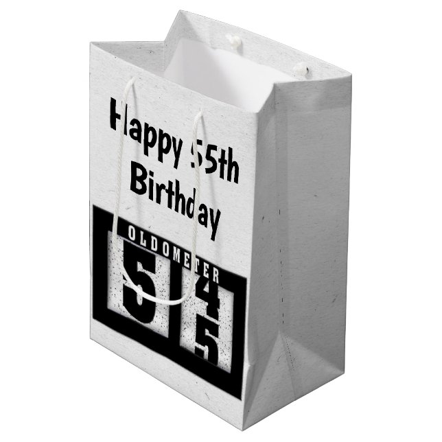 55th Birthday Black Odometer    Medium Gift Bag (Front Angled)