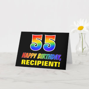 55th Birthday: Bold, Fun, Simple, Rainbow 55 Card