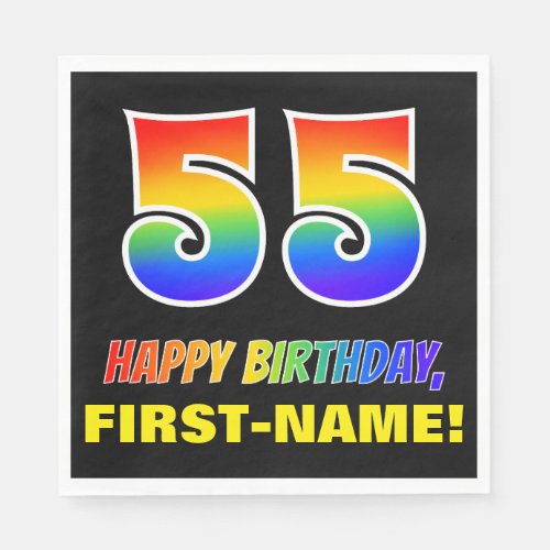 55th Birthday Bold Fun Simple Rainbow 55 Napkins