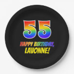 [ Thumbnail: 55th Birthday: Bold, Fun, Simple, Rainbow 55 Paper Plates ]