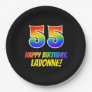 55th Birthday: Bold, Fun, Simple, Rainbow 55 Paper Plates