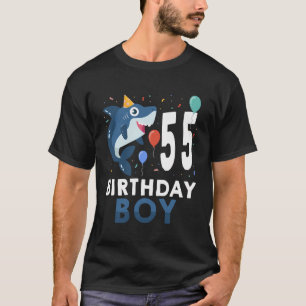 55Th Birthday Boy Shark Ocean 55 Year Old Funny B- T-Shirt