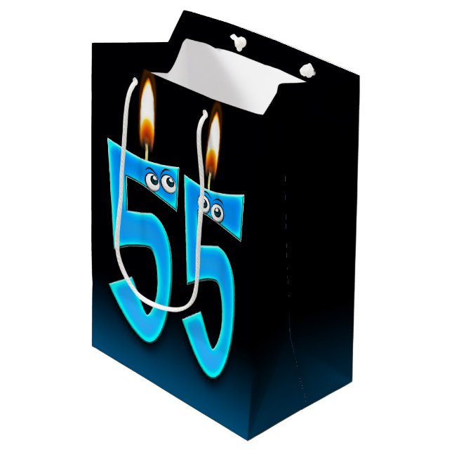 55th Birthday Candles Medium Gift Bag (Front Angled)
